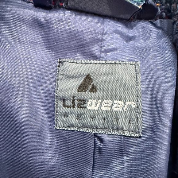 Vintage Liz Wear Liz Claiborne Blue Tweed Jacket Blazer Coat Petite 6 Wool Blend - Picture 2 of 8